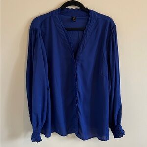 Plus - Blue Long Sleeve Top - 3X